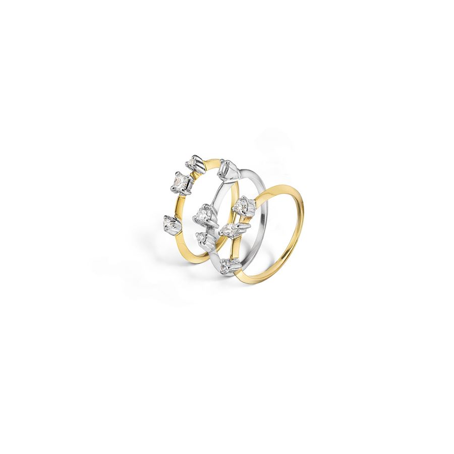 Set of three stackable 'Balance' rings BALANCE | SET 3 AN DIAMAU18G/B CT 0,58
